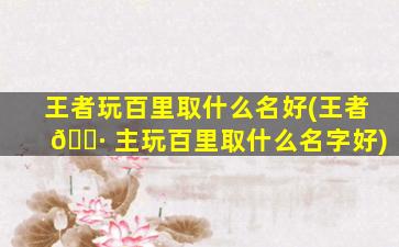王者玩百里取什么名好(王者 🌷 主玩百里取什么名字好)